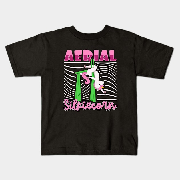 Aerial Silk - Aerial Silkiecorn Kids T-Shirt by Modern Medieval Design